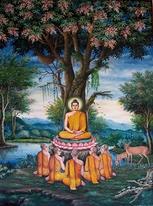 de Boeddha geeft onderricht